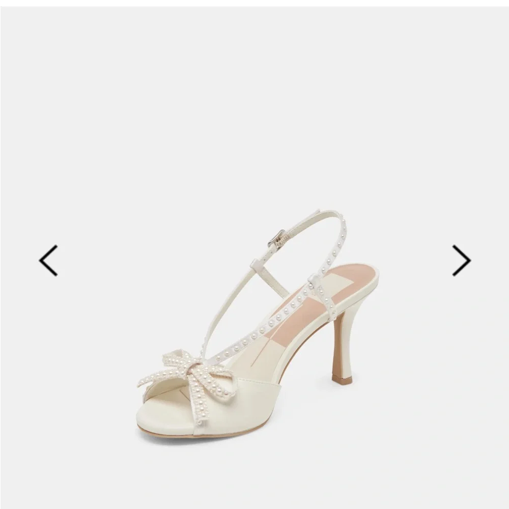 BRAND NEW, never been worn—Dolce Vita Lonny pearl heels white satin - Picture 2 of 6